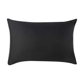 Amazon Basics 100% Polyester Satin Pillowcases for Hair and Skin, Envelope Closure - Black, Standard, Pack of 2