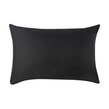 Amazon Basics 100% Polyester Satin Pillowcases for Hair and Skin, Envelope Closure - Black, Standard, Pack of 2