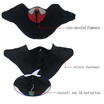 LED Sound Activated Masks for Parties, Music Festival, Motorcycle/Bike Riding, Jogging, Hiking, Costumes, Raves, Halloween, (Patriotic)