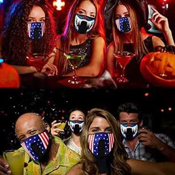 LED Sound Activated Masks for Parties, Music Festival, Motorcycle/Bike Riding, Jogging, Hiking, Costumes, Raves, Halloween, (Patriotic)