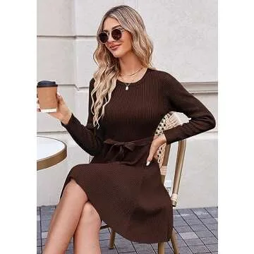 HOTOUCH Women's Stylish Long Sleeve Sweater Dress 2024