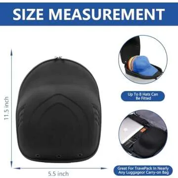 VRILU Waterproof Hat Case for 10 Baseball Caps - Durable Travel Storage