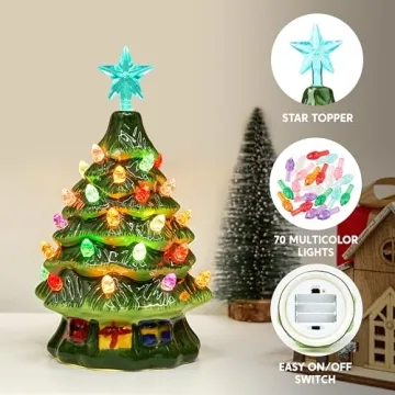 Joiedomi Mini Ceramic Christmas Tree for Festive Decor