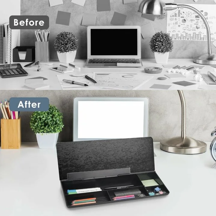 Compact Desktop Whiteboard with Organizer for Efficient Workspace