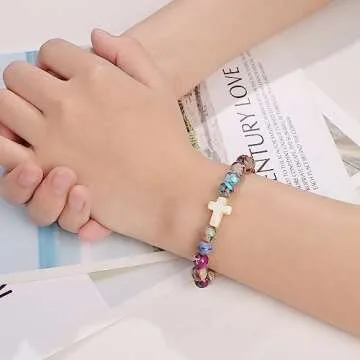 JoycuFF Trendy Cross Bracelets for Teen Girls