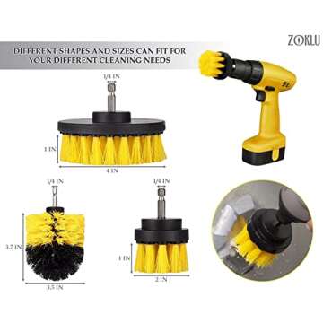 3Pcs Power Drill Brush Attachment - Grout Cleaner for Tile Floors Drill Brush Set Bathroom Cleaner f...