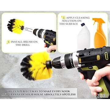 3Pcs Power Drill Brush Set - Effortless Bathroom Cleaner