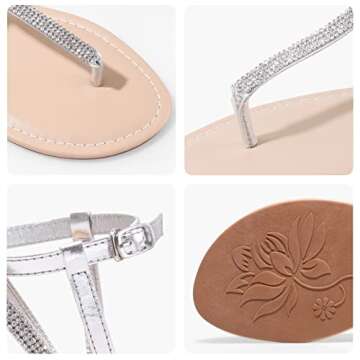 PUBOOM Women’s Rhinestone T Strap Sandals for Weddings