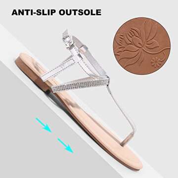 PUBOOM Women’s Rhinestone T Strap Sandals for Weddings