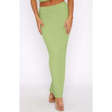 Two Piece Skirt Outfits for Women Sleeveless Tube Tops Bodycon Sexy Maxi Dress 2 Piece Summer Y2K Vacation Set Yellow Green-S