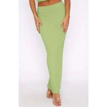 Two Piece Skirt Outfits for Women Sleeveless Tube Tops Bodycon Sexy Maxi Dress 2 Piece Summer Y2K Vacation Set Yellow Green-S