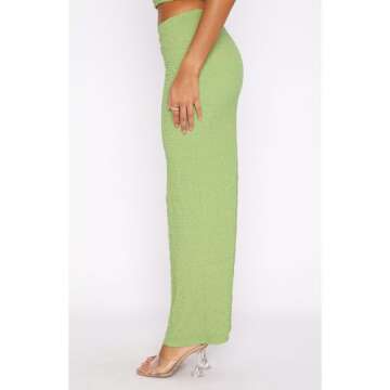 Two Piece Skirt Outfits for Women Sleeveless Tube Tops Bodycon Sexy Maxi Dress 2 Piece Summer Y2K Vacation Set Yellow Green-S