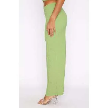 Two Piece Skirt Outfits for Women Sleeveless Tube Tops Bodycon Sexy Maxi Dress 2 Piece Summer Y2K Vacation Set Yellow Green-S