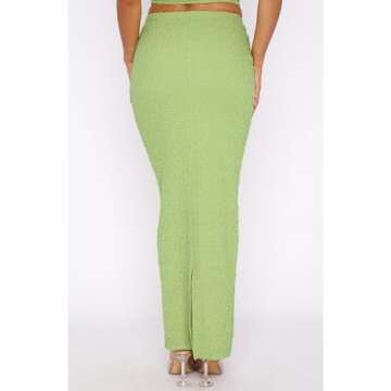 Two Piece Skirt Outfits for Women Sleeveless Tube Tops Bodycon Sexy Maxi Dress 2 Piece Summer Y2K Vacation Set Yellow Green-S