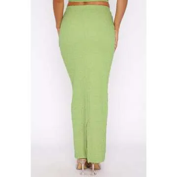 Two Piece Skirt Outfits for Women Sleeveless Tube Tops Bodycon Sexy Maxi Dress 2 Piece Summer Y2K Vacation Set Yellow Green-S