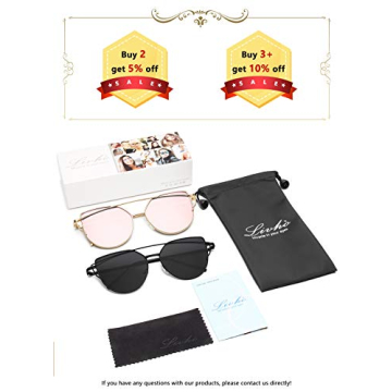 Livhò Women's Cat Eye Sunglasses UV400 Metal Frame