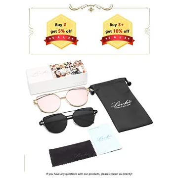 Livhò Women's Cat Eye Sunglasses UV400 Metal Frame