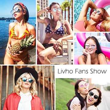 Livhò Women's Cat Eye Sunglasses UV400 Metal Frame