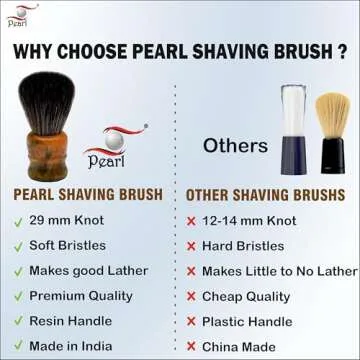 Pearl Shaving Brush with Cruelty Free Imitation Badger Bristles- Vegan Friendly, Ivory Resin Handle, Classic Luxury & Elegant Shaving brush, Wet Shaving Accessory for Men | Father's day Gift