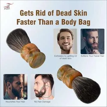 Pearl Shaving Brush with Cruelty Free Imitation Badger Bristles- Vegan Friendly, Ivory Resin Handle, Classic Luxury & Elegant Shaving brush, Wet Shaving Accessory for Men | Father's day Gift