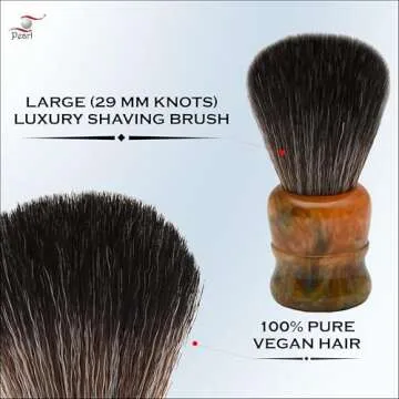 Pearl Shaving Brush with Cruelty Free Imitation Badger Bristles- Vegan Friendly, Ivory Resin Handle, Classic Luxury & Elegant Shaving brush, Wet Shaving Accessory for Men | Father's day Gift