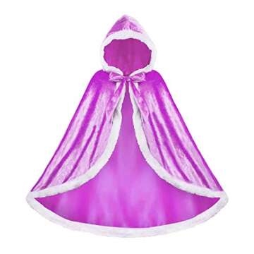 Almce Fur Princess Hooded Cape Cloaks Costume - Birthday Halloween Cosplay for 2-10 Years Girls Dres...