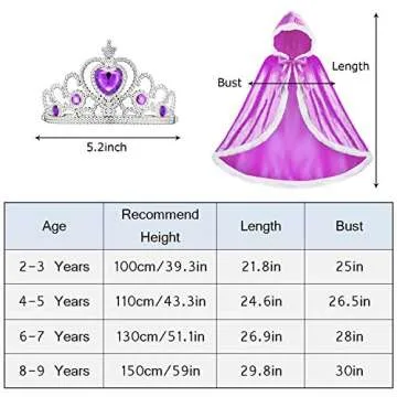 Almce Fur Princess Hooded Cape Cloaks Costume - Birthday Halloween Cosplay for 2-10 Years Girls Dress Up (Purple, 4-5 Years)