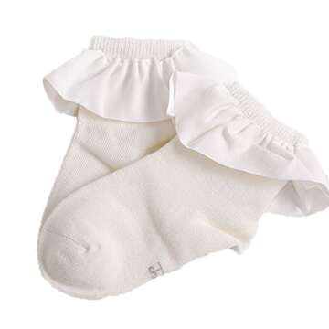 Colorful Childhood Baby Socks Toddler Girls Princess Ruffles Short Socks (4-6T(L), Style B)