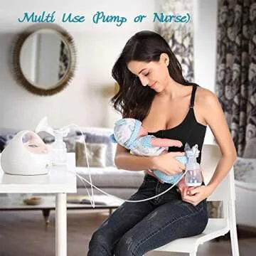Pump & Nurse Bra, Hands Free Breast-Pumps Pumping and Nursing Bra by Kama, Suitable for Breastfeeding-Pumps by Medela, Lansinoh, Philips Avent, Spectra Black (Medium)