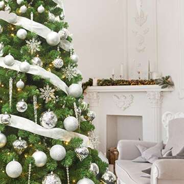 KI Store Silver Christmas Ball Ornaments, 20pcs 3.15-Inch, for Xmas Trees and Holiday Decor - Hooks Included