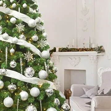 KI Store Silver Christmas Ball Ornaments, 20pcs 3.15-Inch, for Xmas Trees and Holiday Decor - Hooks Included