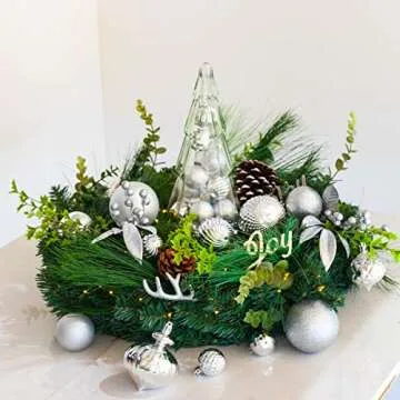 KI Store Silver Christmas Ball Ornaments, 20pcs 3.15-Inch, for Xmas Trees and Holiday Decor - Hooks Included