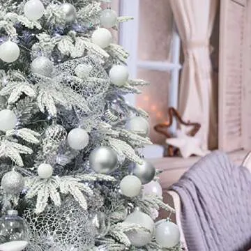 KI Store Silver Christmas Ball Ornaments, 20pcs 3.15-Inch, for Xmas Trees and Holiday Decor - Hooks Included