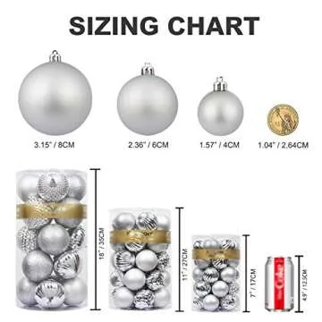 KI Store Silver Christmas Ball Ornaments, 20pcs 3.15-Inch, for Xmas Trees and Holiday Decor - Hooks Included