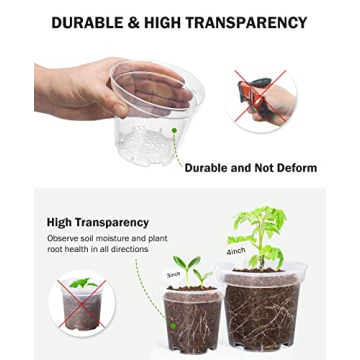 Homenote 4 Inch Clear Nursery Pots with Drainage Holes