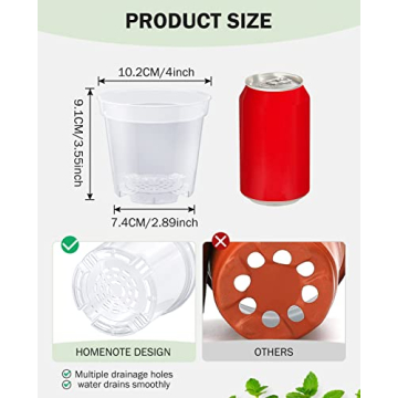 Homenote 4 Inch Clear Nursery Pots with Drainage Holes