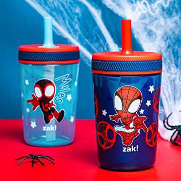 Zak Designs Marvel Spider-Man Kelso Toddler Cups - Leak-Proof 15oz Drinkware 2-Pack for Kids