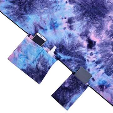 Soft Beach Chair Cover, Chaise Lounge Cover for Pool, Sun Lounger, Hotel, Vacation with Storage Pockets, Easy to Carry, No Sliding, Quick Drying, Purple…