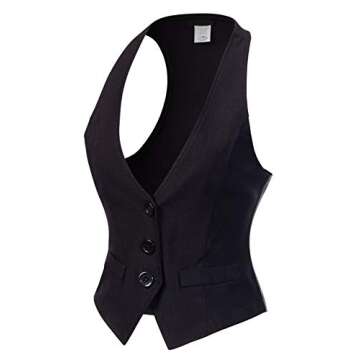 Design by Olivia Women's Dressy Casual Versatile Racerback Vest Tuxedo Suit Waistcoat Black M