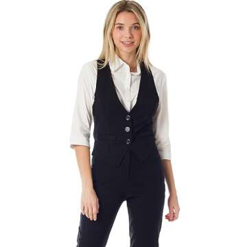 Design by Olivia Women's Dressy Casual Versatile Racerback Vest Tuxedo Suit Waistcoat Black M