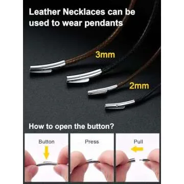 Leather Necklace Cord - Waterproof & Stylish 16-Inch Chain