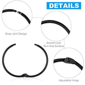 24 Pack Shower Curtain Rings, Rustproof Decorative Metal Round Shower Curtain Hooks for Bathroom Shower Rod (Black)