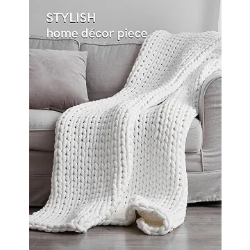 YnM Chunky Throw Blanket Hand Knitted Breathable Home Decor