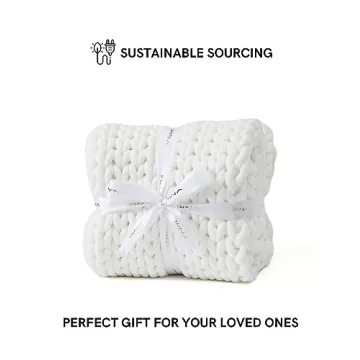 YnM Chunky Throw Blanket Hand Knitted Breathable Home Decor