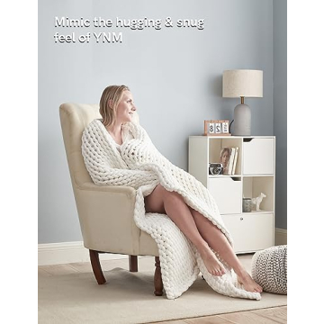 YnM Chunky Throw Blanket Hand Knitted Breathable Home Decor