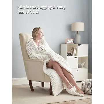 YnM Chunky Throw Blanket Hand Knitted Breathable Home Decor