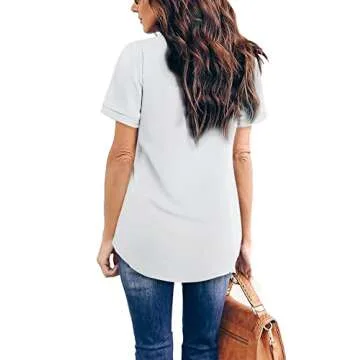 Timeson Blouses for Women: White Tunics Tops for Women - Short Sleeve Blouse Casual Business Attire ...