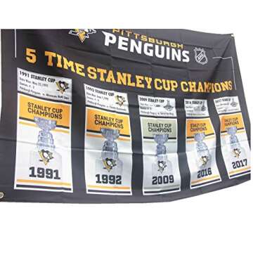 XiaKoMan 5 in 1 'Pittsburgh 'Penguins Stanley Cup 5 time Championship Banner Champions Flag 3 x 5 Gifts for Youth Kids Mens Women