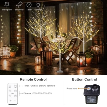 Lighted Birch Twig Tree Set for Indoor Outdoor Decor