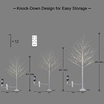 Lighted Birch Twig Tree Set for Indoor Outdoor Decor